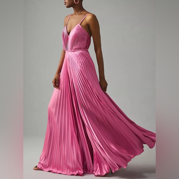 Ieena for Mac Duggal Pleated Satin Jumpsuit - Picture 3 of 6